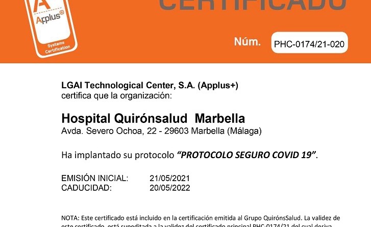 Certificado Covid Quironsaludmarbella